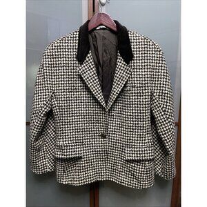 MaxMara Vintage 2000s Y2K Tweed Virgin Wool Houndstooth Blazer Jacket Size 10 US
